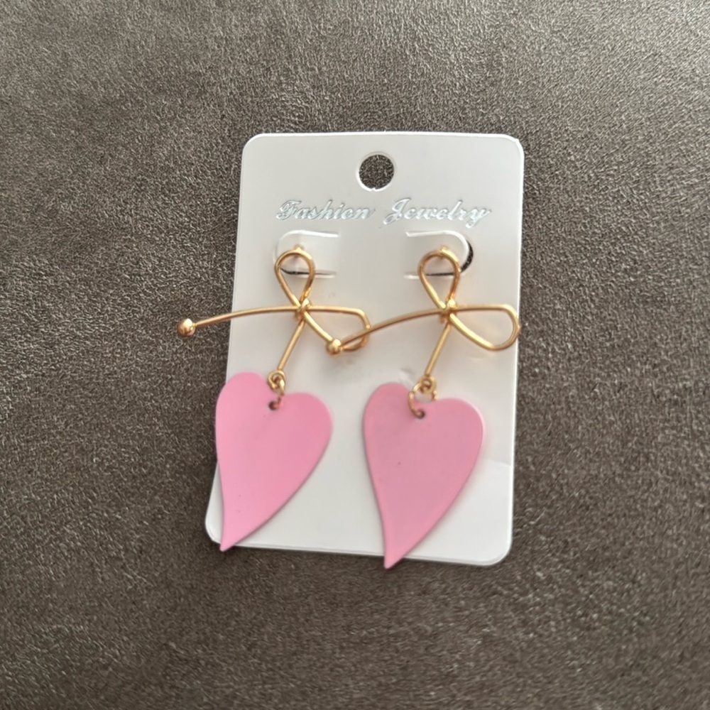 Handmade cute earrings mini kawaii food candy animal - PINK HEARTS 🩷 BOWS​